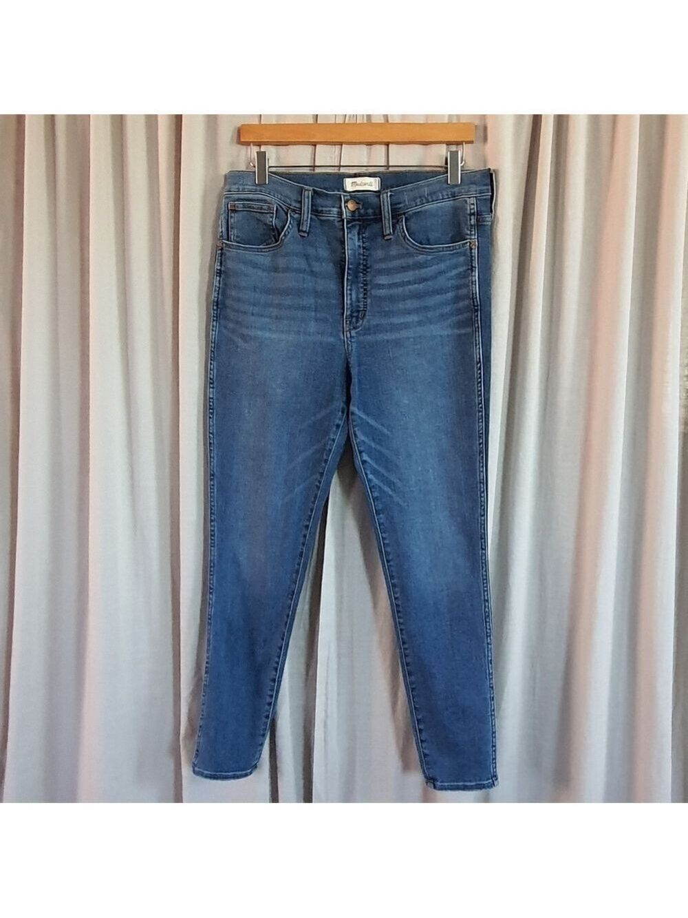 Madewell 10" High-Rise Skinny Jeans Blue Denim Wiskering